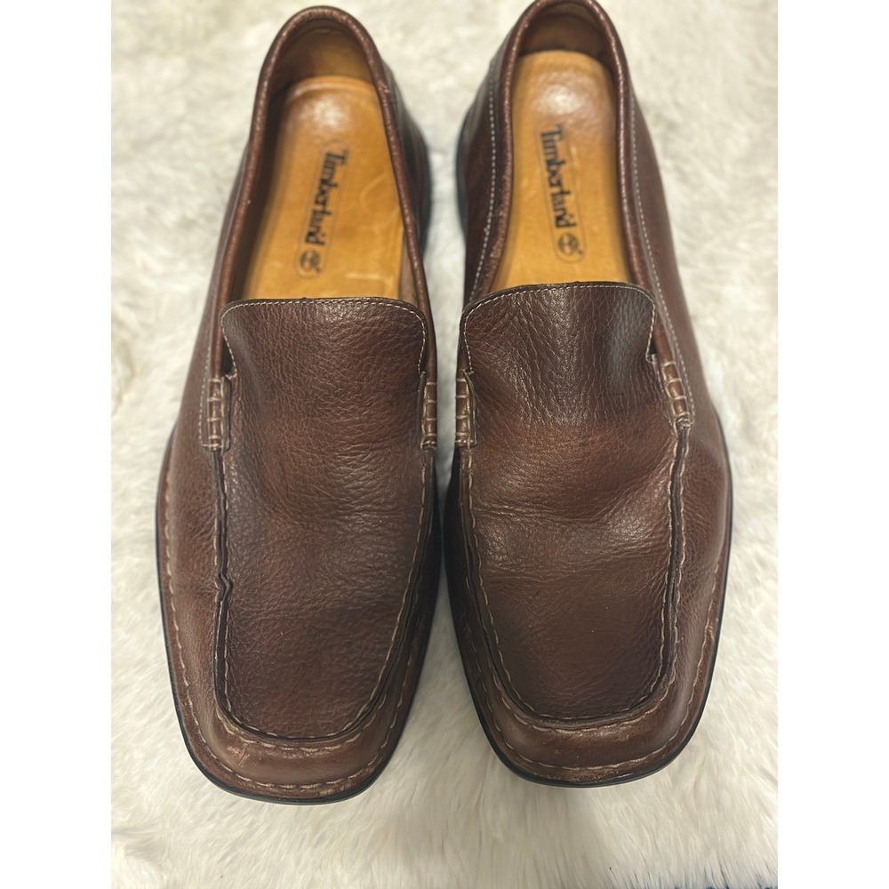 Timberland Mens Leather Loafers Brown Slip On Casual Dress Shoes‎